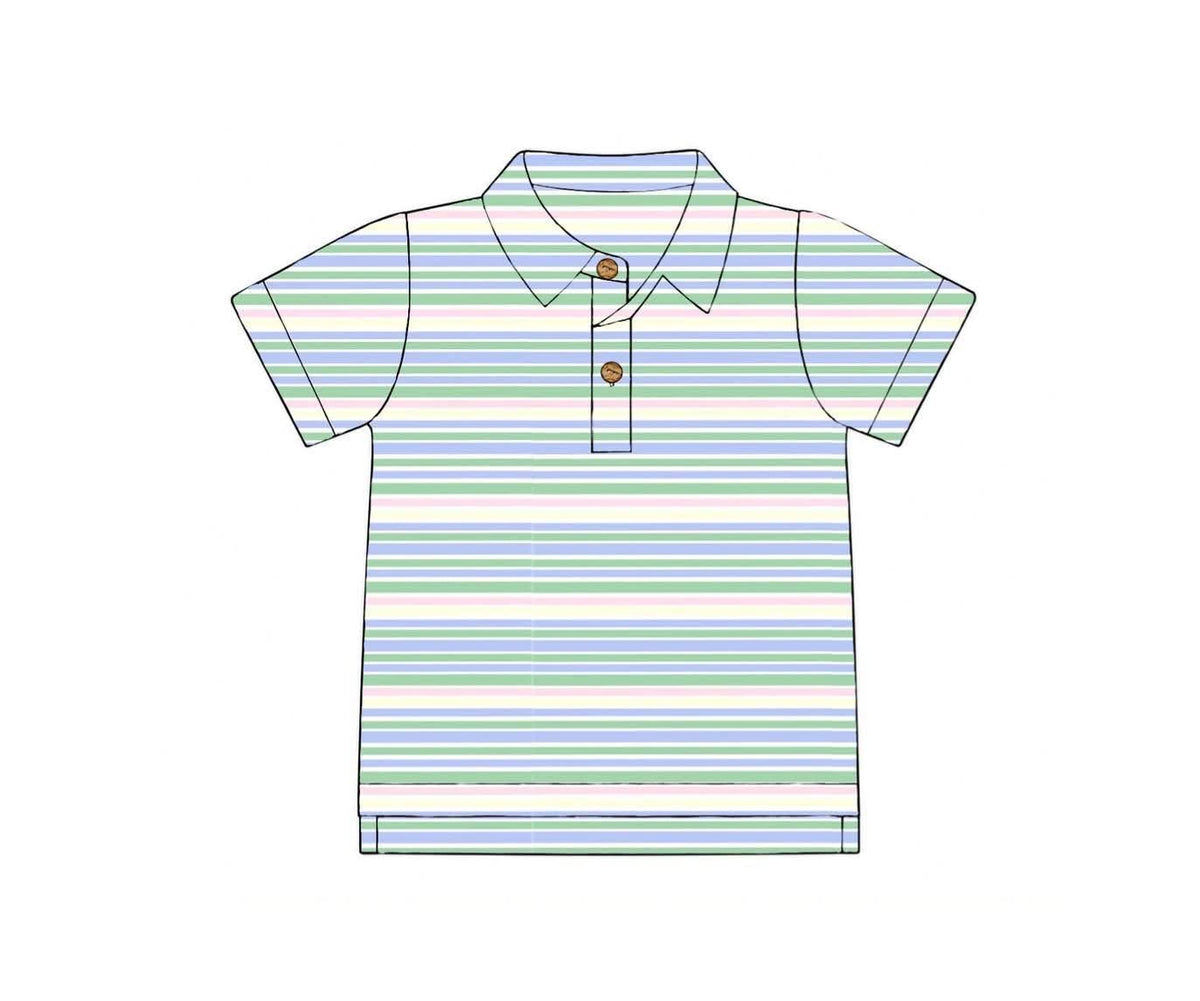 Pre Order 149: Mary-Keene Floral & Stripes- Dad/Mini Knit Polo