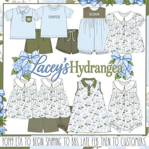 Pre Order 149: Lacey's Hydrangea- Boys Knit Shortie Set