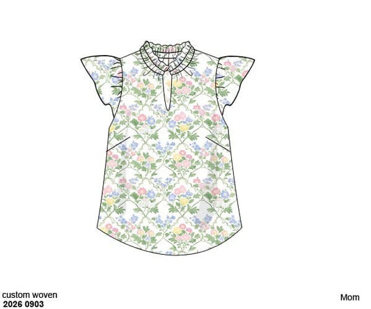 Pre Order 149: Mary-Kenne Floral & Stripes- Mom/Mini Woven Shirt
