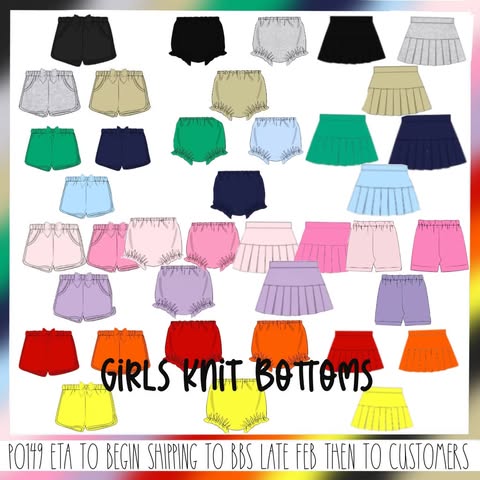 Pre Order 149: Girls Knit Bottoms- 3pc Bloomer Pack (Black, Khaki, Gray)