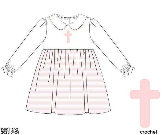 RTS: Crochet Crosses- Girls Knit Dress
