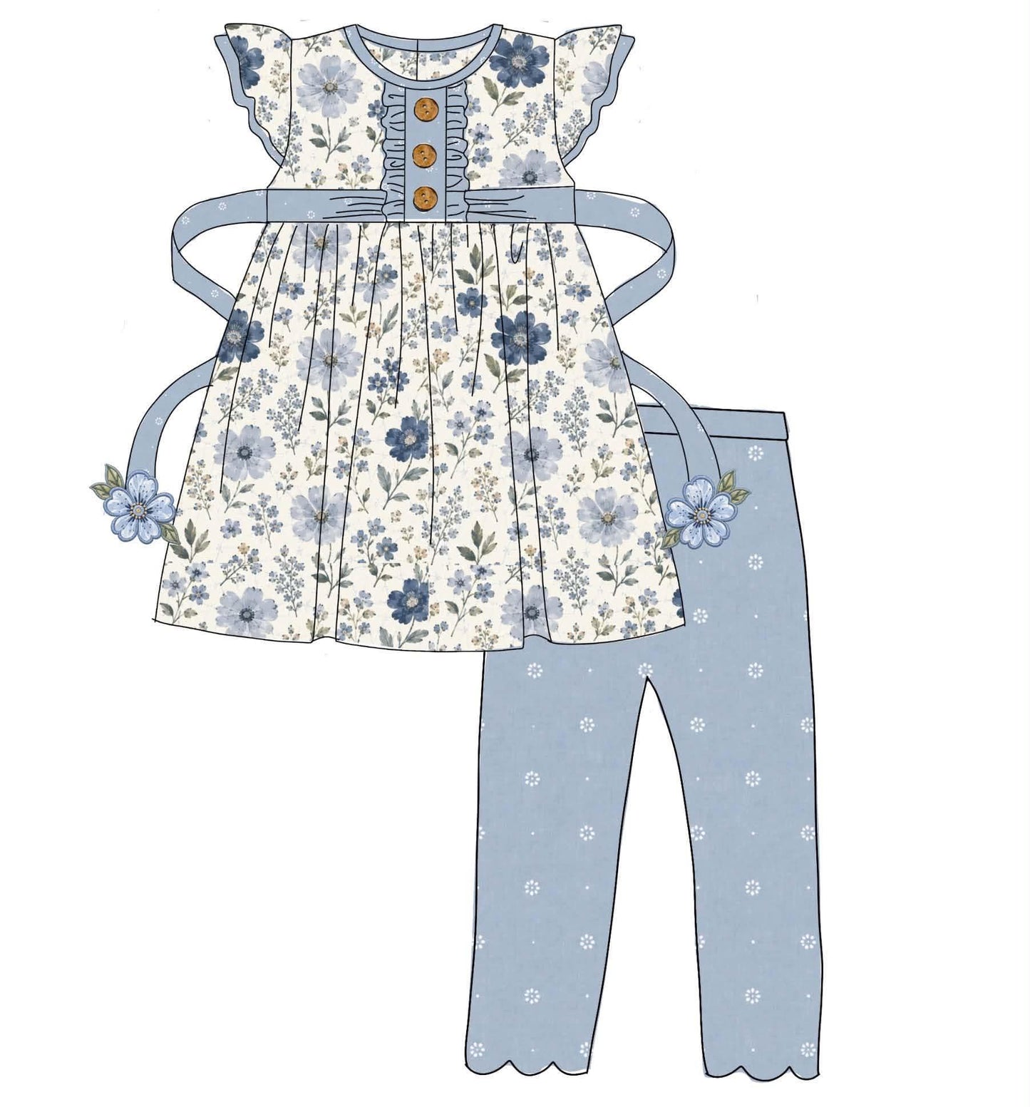 Pre Order 148: Kacie's Floral & Plaid- Girls Knit Legging Set