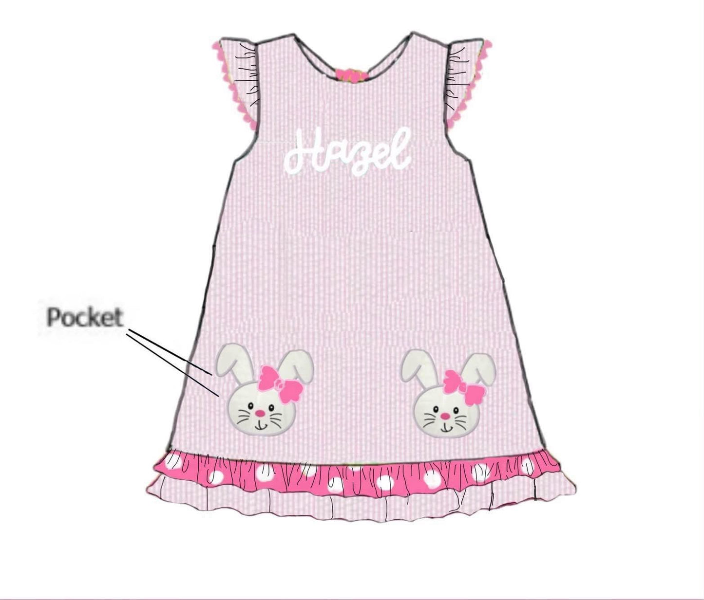 Pre Order 148: Lynn’s Ole Bunnies- Girls Appliqué Dress