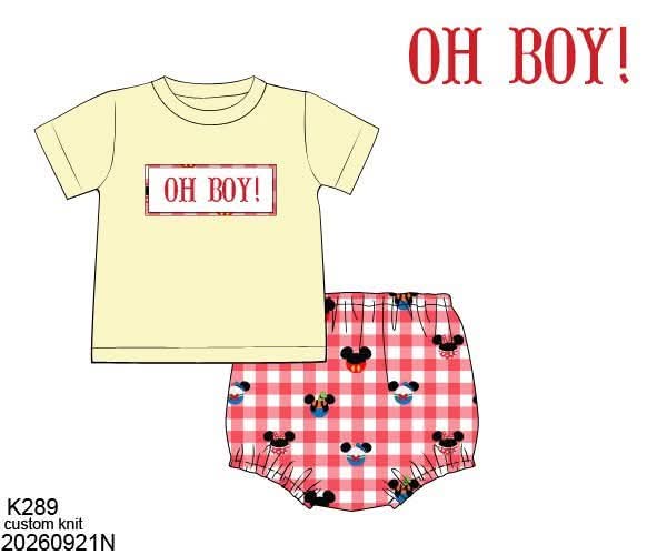 Pre Order 151: Oh Boy!- Boys Name Smock Knit Diaper Set
