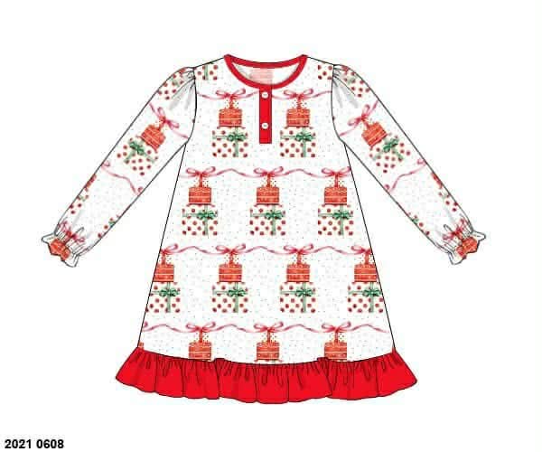 *CHRISTMAS RTS: Watercolor Presents- Girls Knit Gown