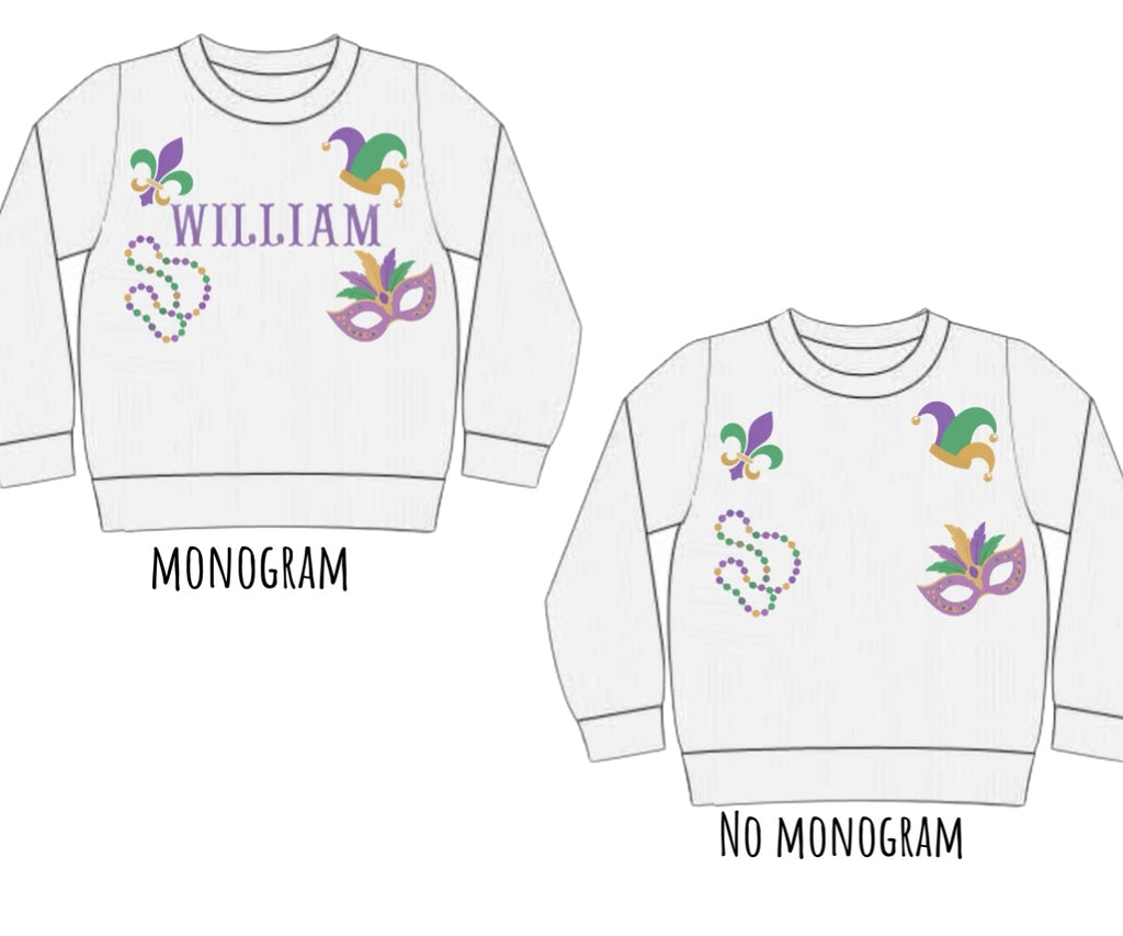 Pre Order 146: Mardi Party- Adult/Kid Embroidered Sweater