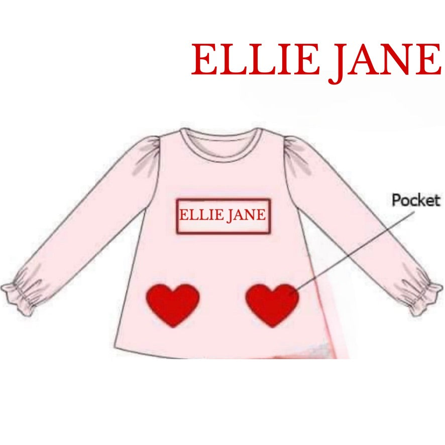 RTS: Name Smock Valentine Shirt "ELLIE JANE"