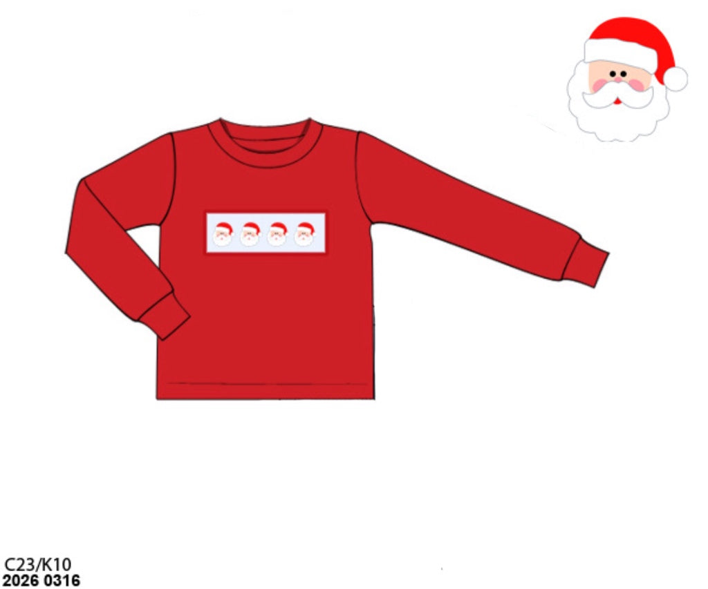 RTS: Smocked Santa- Boys Knit Shirt Only