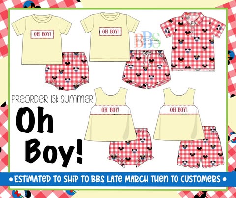 Pre Order 151: Oh Boy!- Girls Name Smock Knit Bloomer Set
