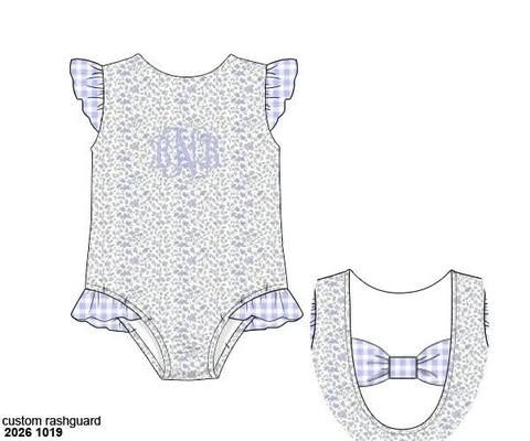 Pre Order 152: Ashley Floral & Gingham- Girls 1pc Rashguard Swim