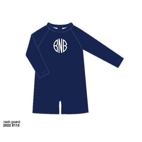 Pre Order 152: Classic Navy Swim- Boys 1pc Rashguard Swim