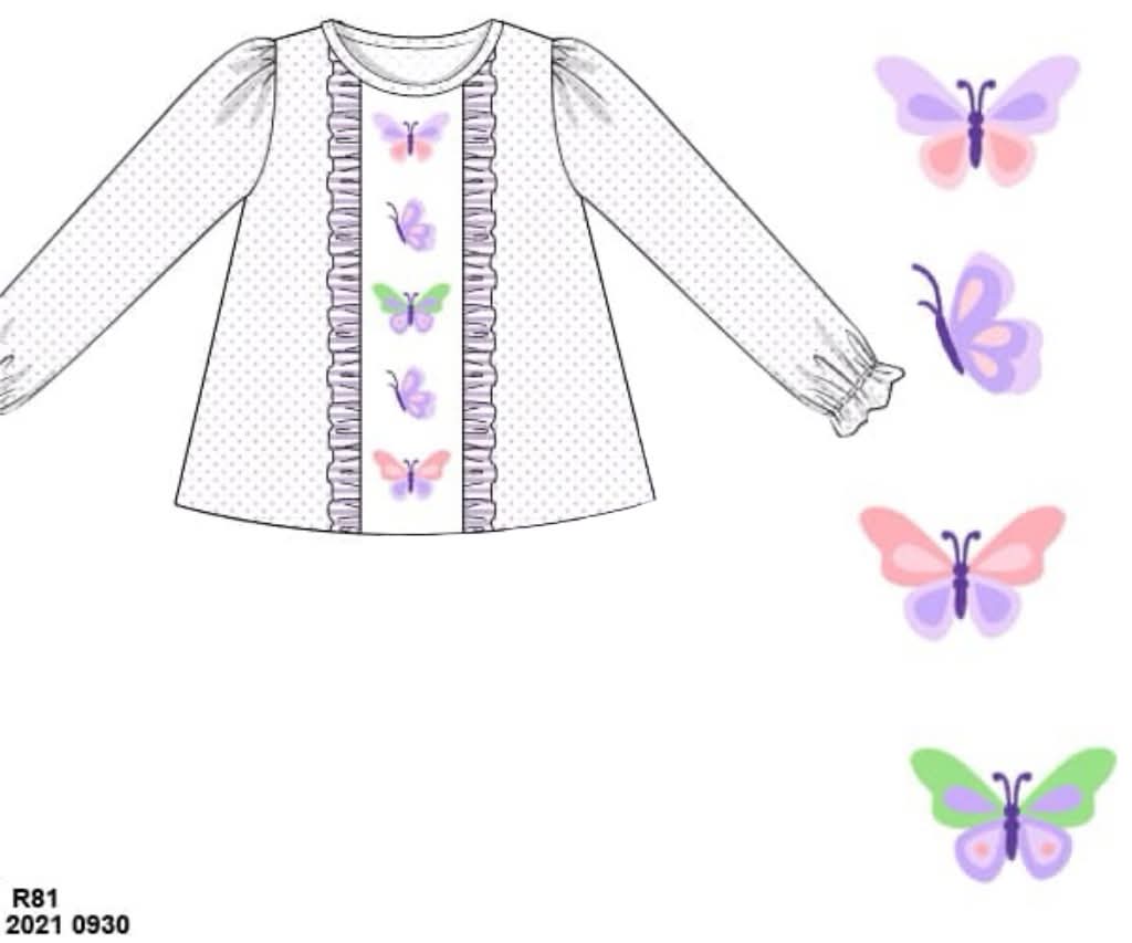 Pre Order 145: Mix & Match- Girls Butterfly Knit Shirt