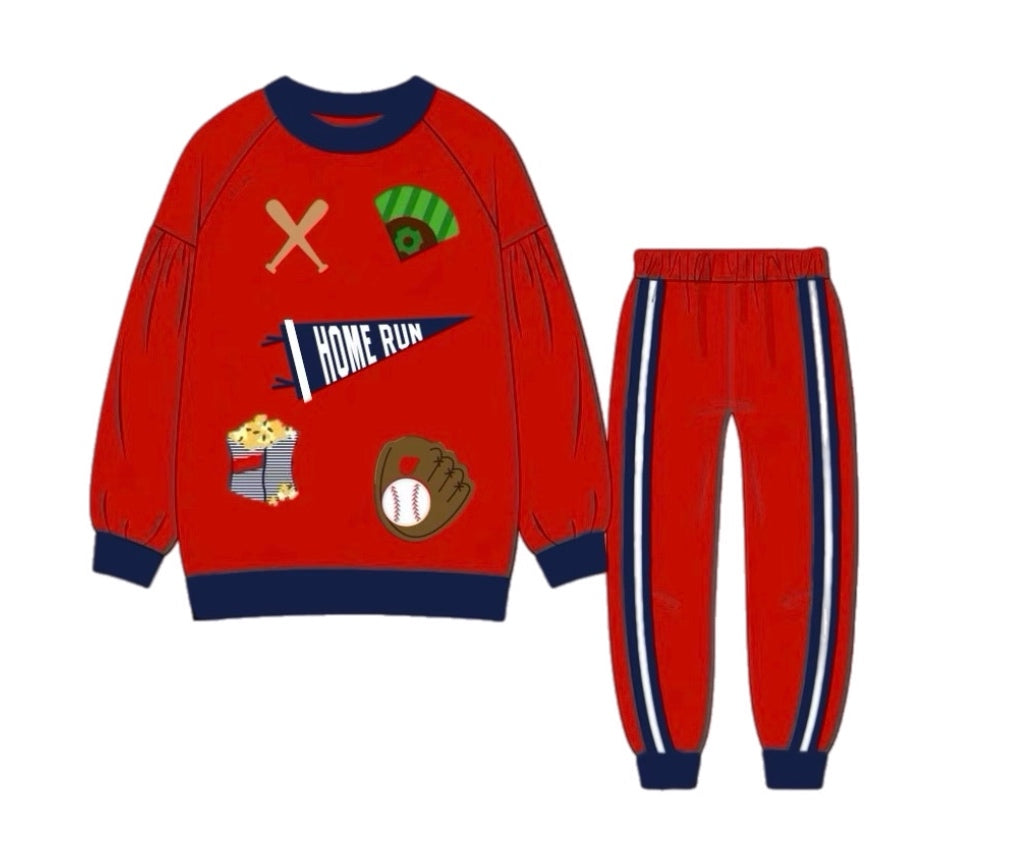 Pre Order 147: Appliqué Jogger Sets- Boys Baseball