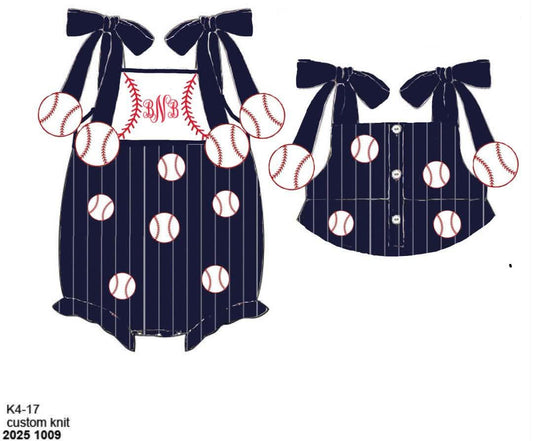 Special Pricing 2.0: Navy Baseball- Girls Knit Bubble