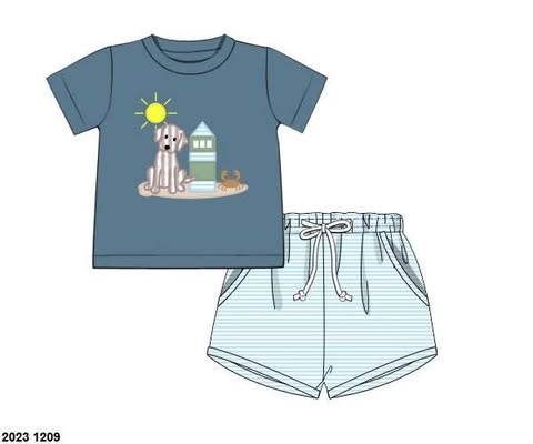 Pre Order 152: Lighthouse Guard Dog- Boys Applique Shortie Set