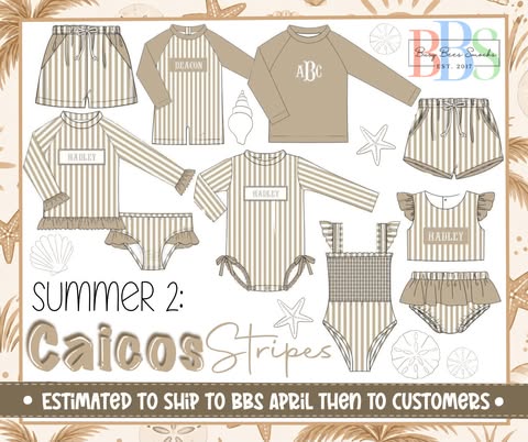 Pre Order 152: Caicos Stripe- Mom/Mini Flutter Sleeve Swim