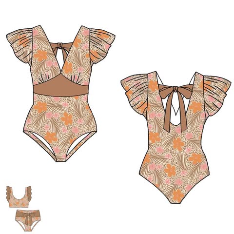 Pre Order 152: Cheetah Tropics- Mom/Mini 1pc Rashguard Swim
