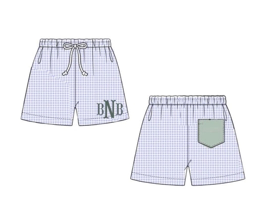 Pre Order 152: Ashley Floral & Gingham- Dad/Mini Woven Traditional Swim Shorts