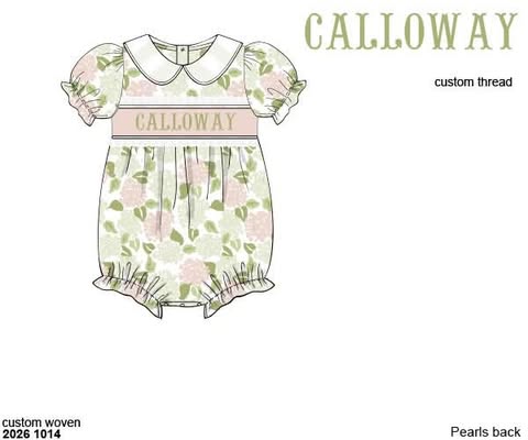 Pre Order 152: Calloway Hydrangeas - Girls Name Smock Bubble
