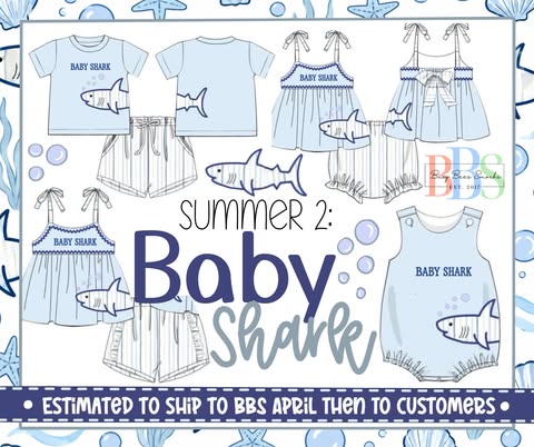 Pre Order 152: Baby Shark- Boys Appliqué Knit Bubble
