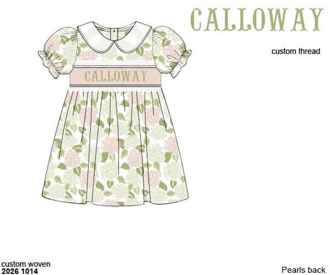 Pre Order 152: Calloway Hydrangeas- Girls Name Smock Dress