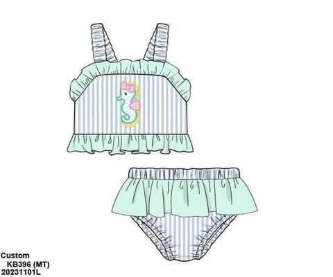 Pre Order 152: Seahorse Swim- Girls 2pc Sleeveless Rashguard Swim