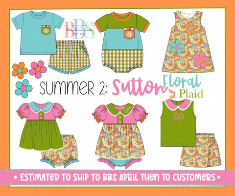 Pre Order 152: Sutton Floral & Plaid- Girls Knit Appliqué Dress