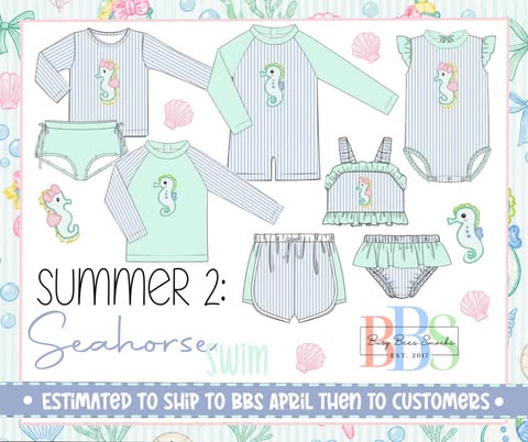 Pre Order 152: Seahorse Swim- Girls 2pc Sleeveless Rashguard Swim