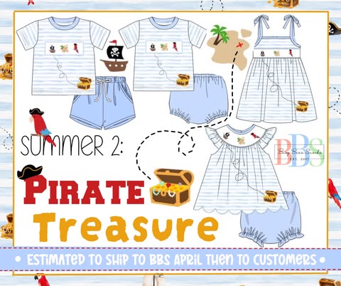Pre Order 152: Pirate Treasure- Boys Knit Diaper Set