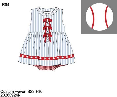 Pre Order 152: Baseball- Girls Knit Bubble
