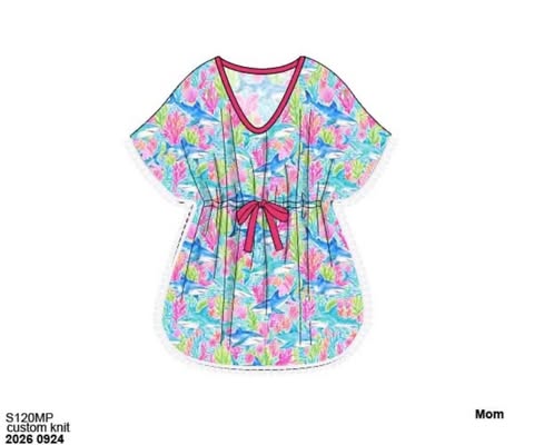 Pre Order 152: Neon Sharks- Mom/Mini Knit Swim Cover Up