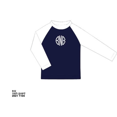 Pre Order 152: Classic Navy Swim- Boys Monogrammed Rashguard Swim Top