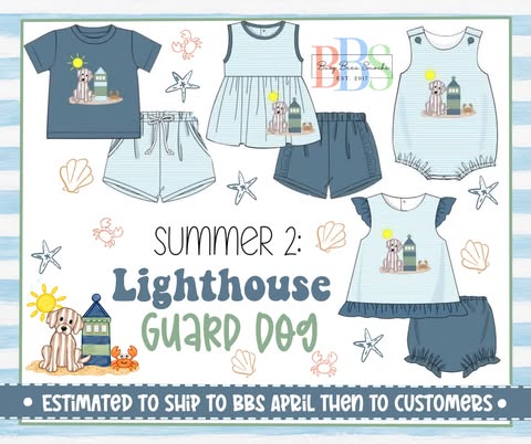 Pre Order 152: Lighthouse Guard Dog- Boys Applique Bubble
