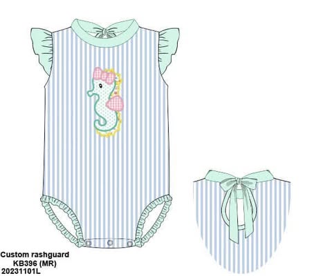 Pre Order 152: Seahorse Swim- Girls 1pc Rashguard Swim