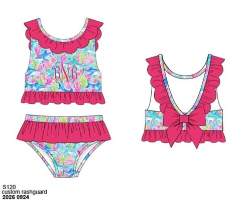 Pre Order 152: Neon Sharks- Girls 2pc Rashguard Swim