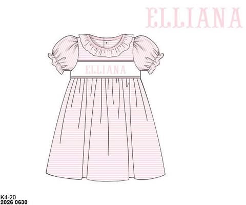 Pre Order 152: Pink & Blue Name Smocks- Girls Knit Dress