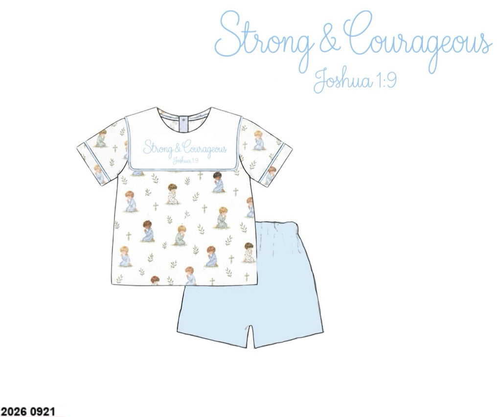 Pre Order 151: Little Hands, Big Prayers- Boys Knit Angled Short Set