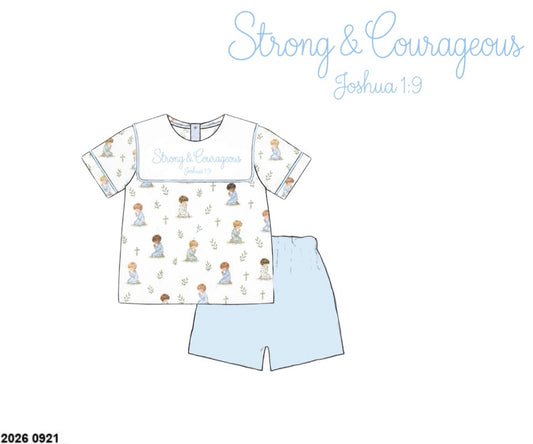 Pre Order 151: Little Hands, Big Prayers- Boys Knit Angled Short Set