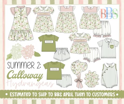 Pre Order 152: Calloway Hydrangeas- Boys Name Smock Diaper Set