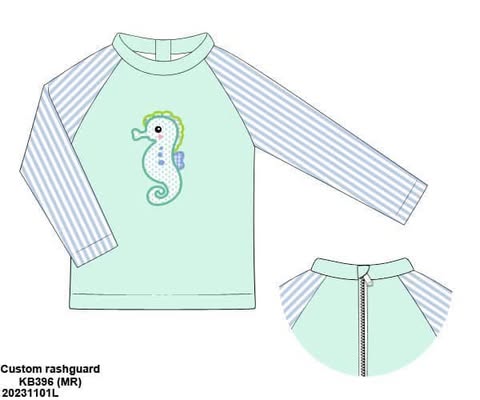 Pre Order 152: Seahorse Swim- Boys Appliqué Rashgaurd Swim Top