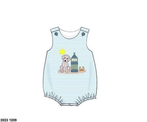 Pre Order 152: Lighthouse Guard Dog- Boys Applique Bubble