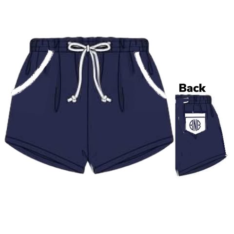 Pre Order 152: Classic Navy Swim- Boys Woven Swim Shorties