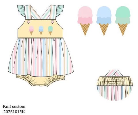 Pre Order 152: Double Scoop- Girls Knit Skirted Bubble