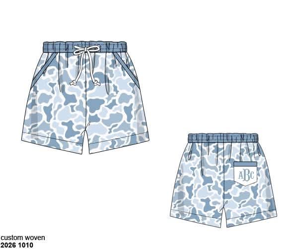 Camo Craze Flash Presale: Swim- Dad/Mini Woven Traditional Blue Shorts