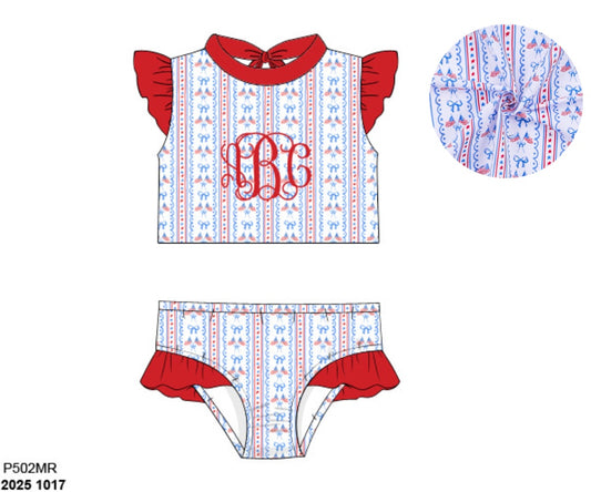 Pre Order 137: Liberty Belle- Girls 2pc Rash Guard Swim