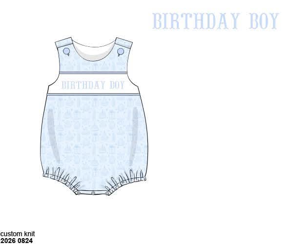 Pre Order 150: Birthday Bash- Boys Name Smock Knit Bubble