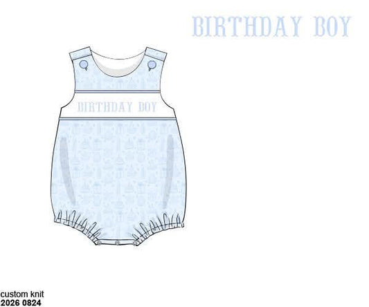 Pre Order 150: Birthday Bash- Boys Name Smock Knit Bubble
