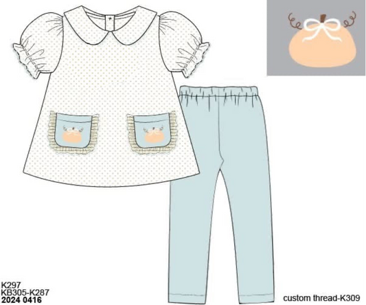 RTS: Pumpkin Hollow- Girls Knit Legging Set