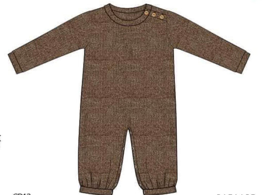 RTS: Fall Sweaters- Boys Brown Romper "BABY BROTHER"