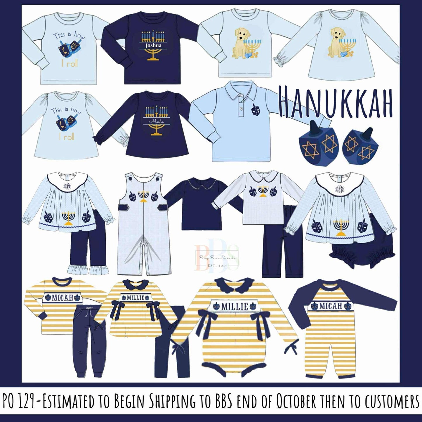 RTS: Hanukkah- Boys Menorah Appliqué Shirt